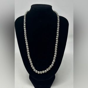 Vintage Heavy Sterling Silver 925 Mexico Bead Ball Necklace 43g Signed.